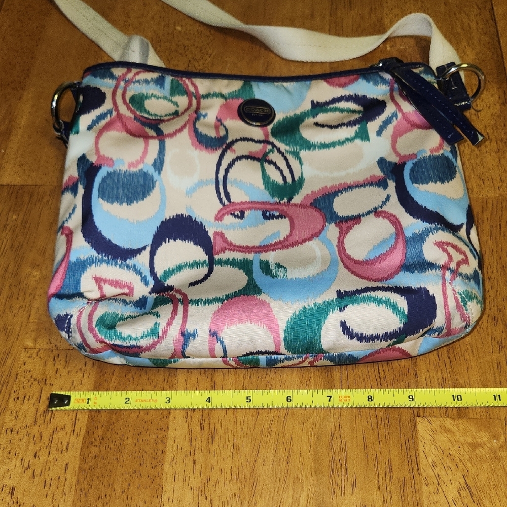 Coach Red and Pink Crossbody Bag with Artistic Design - Picture 13 of 14